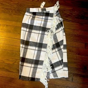 Anthro Fringed Plaid midi skirt